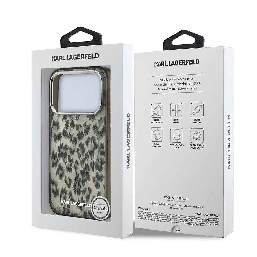Apple iPhone 17 Pro Uyumlu Kılıf Karl Lagerfeld Orjinal Lisanslı M-safe Şarj Özellikli IML Leopar Baskılı Kapak - 13