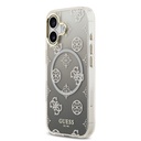 Apple iPhone 17 Uyumlu Kılıf Guess Orjinal Lisanslı M-safe Şarj Özellikli Simli Peony Desenli Silikon Kapak - 1