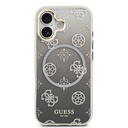 Apple iPhone 17 Uyumlu Kılıf Guess Orjinal Lisanslı M-safe Şarj Özellikli Simli Peony Desenli Silikon Kapak - 2