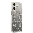 Apple iPhone 17 Uyumlu Kılıf Guess Orjinal Lisanslı M-safe Şarj Özellikli Simli Peony Desenli Silikon Kapak - 3