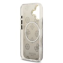 Apple iPhone 17 Uyumlu Kılıf Guess Orjinal Lisanslı M-safe Şarj Özellikli Simli Peony Desenli Silikon Kapak - 6
