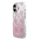 Apple iPhone 17 Uyumlu Kılıf Guess Orjinal Lisanslı M-safe Şarj Özellikli Simli Peony Desenli Silikon Kapak - 8
