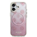 Apple iPhone 17 Uyumlu Kılıf Guess Orjinal Lisanslı M-safe Şarj Özellikli Simli Peony Desenli Silikon Kapak - 9
