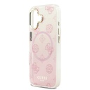 Apple iPhone 17 Uyumlu Kılıf Guess Orjinal Lisanslı M-safe Şarj Özellikli Simli Peony Desenli Silikon Kapak - 12