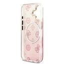 Apple iPhone 17 Uyumlu Kılıf Guess Orjinal Lisanslı M-safe Şarj Özellikli Simli Peony Desenli Silikon Kapak - 13