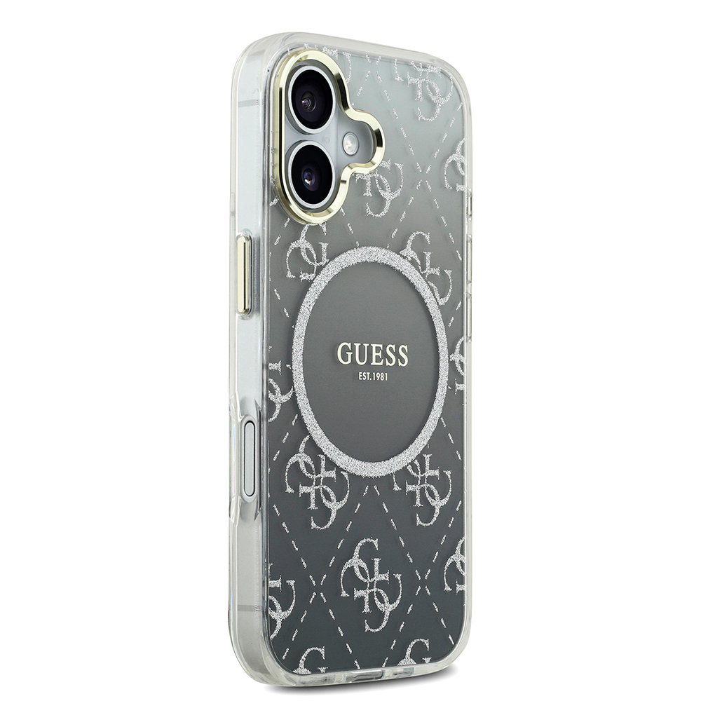 Apple iPhone 17 Uyumlu Kılıf Guess Orjinal Lisanslı M-safe Şarj Özellikli 4G Desenli Simli Silikon Kapak - 3