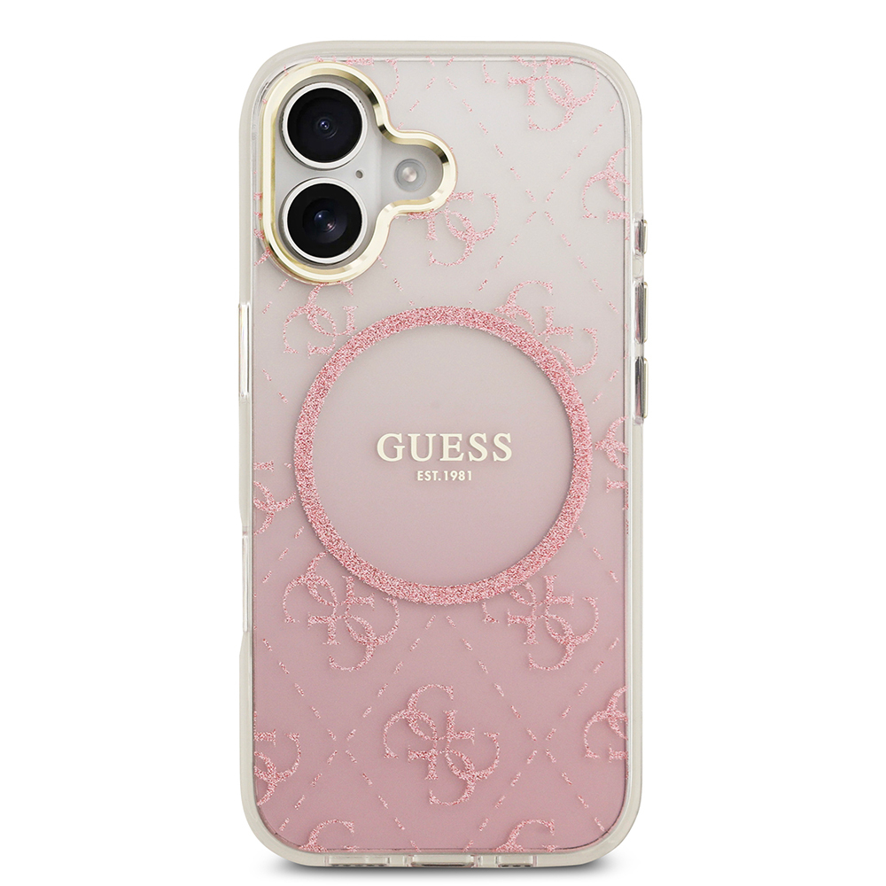 Apple iPhone 17 Uyumlu Kılıf Guess Orjinal Lisanslı M-safe Şarj Özellikli 4G Desenli Simli Silikon Kapak - 9