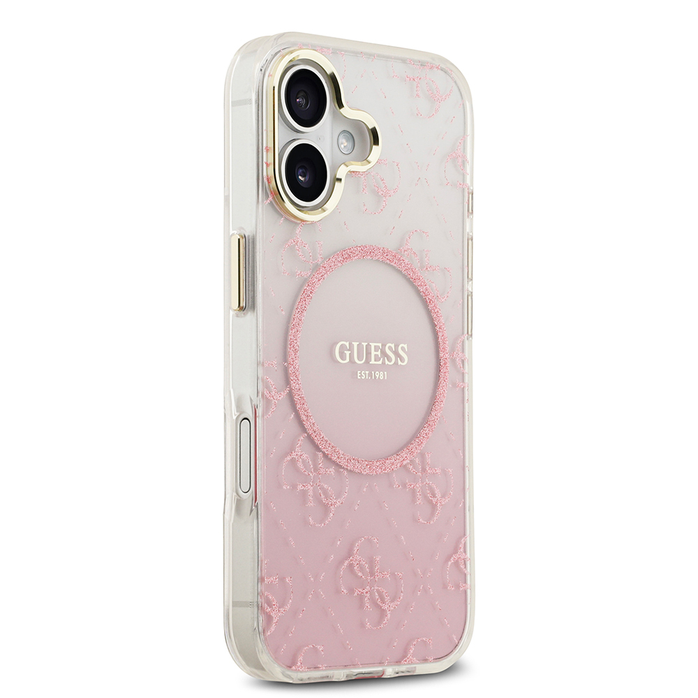 Apple iPhone 17 Uyumlu Kılıf Guess Orjinal Lisanslı M-safe Şarj Özellikli 4G Desenli Simli Silikon Kapak - 10