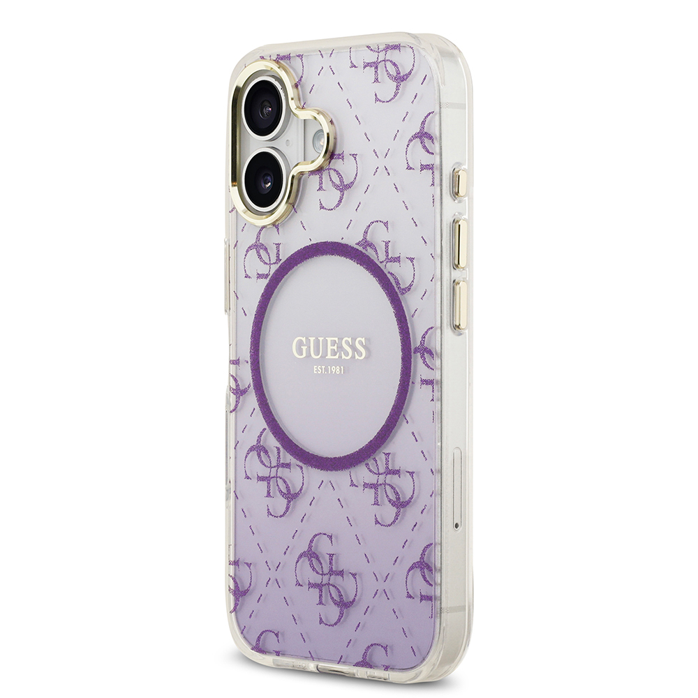 Apple iPhone 17 Uyumlu Kılıf Guess Orjinal Lisanslı M-safe Şarj Özellikli 4G Desenli Simli Silikon Kapak - 15