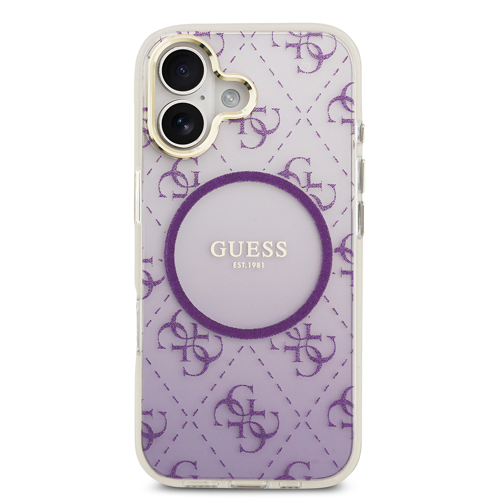 Apple iPhone 17 Uyumlu Kılıf Guess Orjinal Lisanslı M-safe Şarj Özellikli 4G Desenli Simli Silikon Kapak - 16