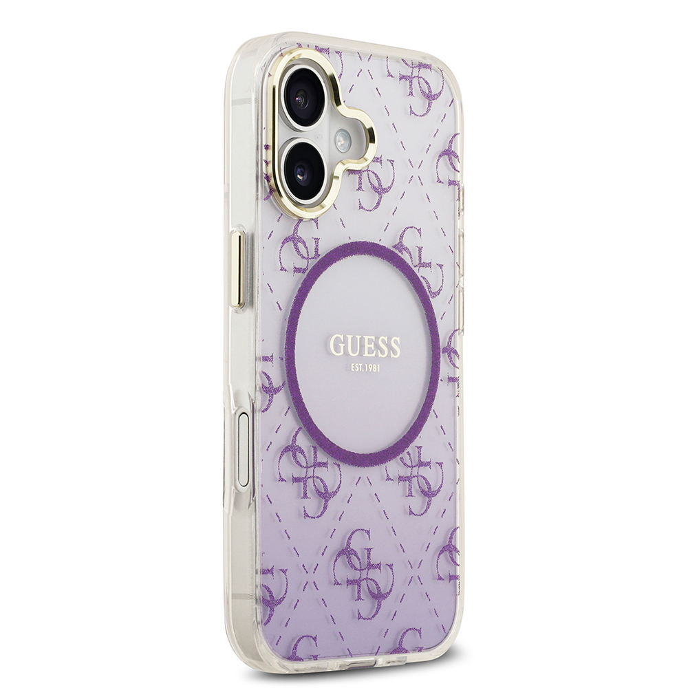 Apple iPhone 17 Uyumlu Kılıf Guess Orjinal Lisanslı M-safe Şarj Özellikli 4G Desenli Simli Silikon Kapak - 17