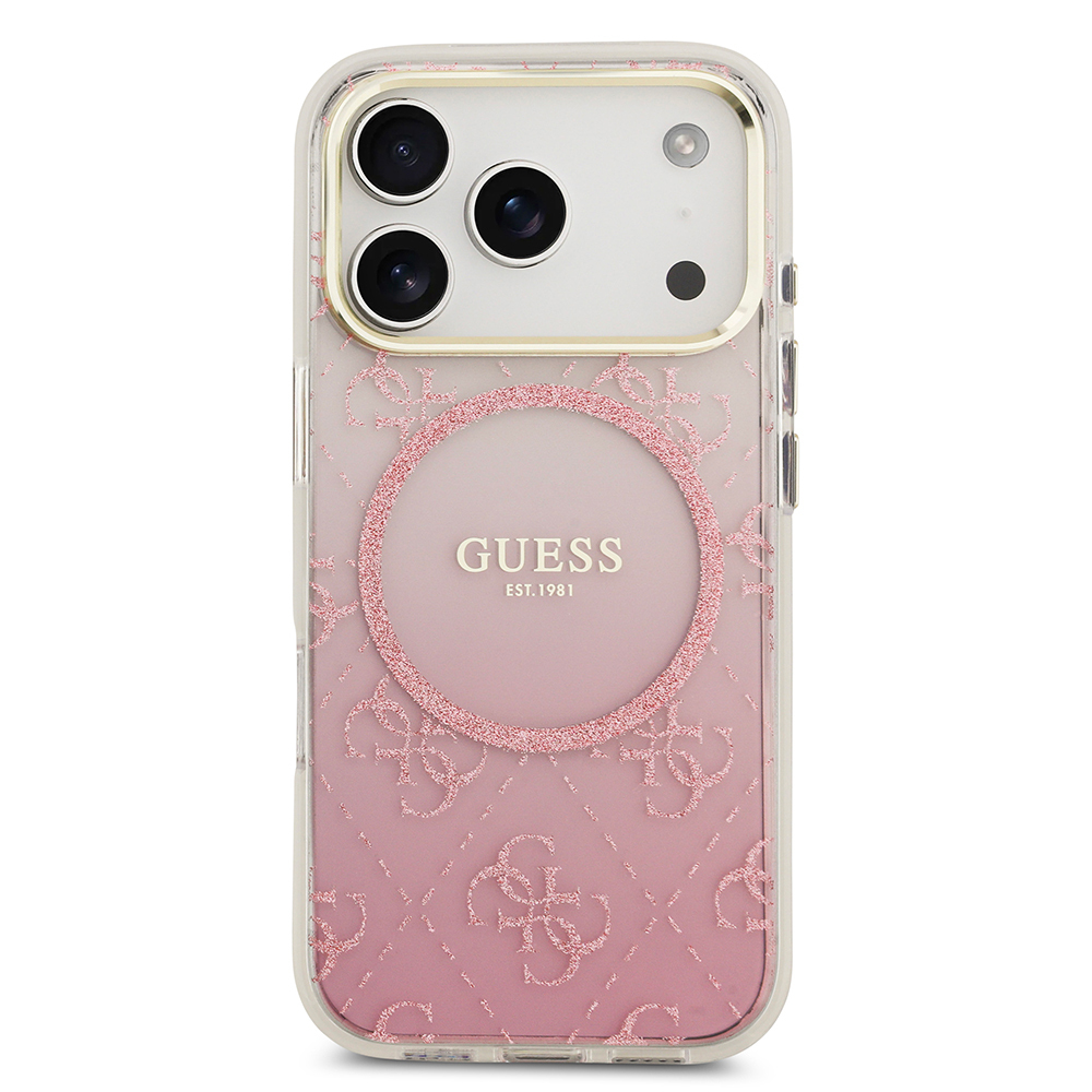 Apple iPhone 17 Pro Uyumlu Kılıf Guess Orjinal Lisanslı M-safe Şarj Özellikli 4G Desenli Simli Silikon Kapak - 2