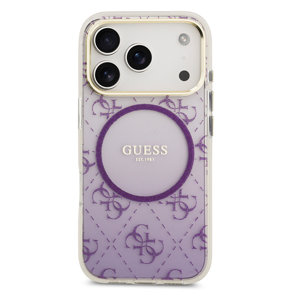 Apple iPhone 17 Pro Uyumlu Kılıf Guess Orjinal Lisanslı M-safe Şarj Özellikli 4G Desenli Simli Silikon Kapak - 8