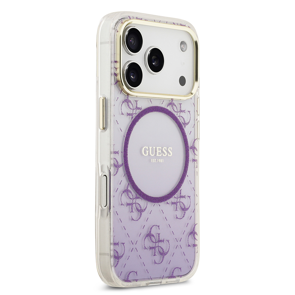 Apple iPhone 17 Pro Uyumlu Kılıf Guess Orjinal Lisanslı M-safe Şarj Özellikli 4G Desenli Simli Silikon Kapak - 9