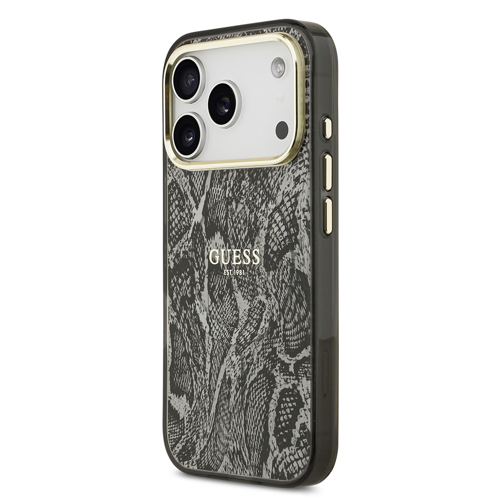Apple iPhone 17 Pro Uyumlu Kılıf Guess Orjinal Lisanslı M-safe Şarj Özellikli Yazı Logolu Python Desenli Kapak - 1