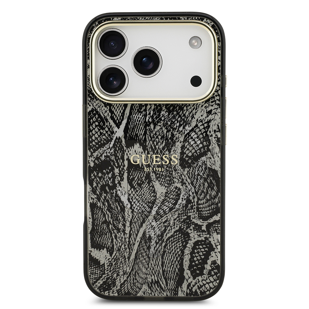 Apple iPhone 17 Pro Uyumlu Kılıf Guess Orjinal Lisanslı M-safe Şarj Özellikli Yazı Logolu Python Desenli Kapak - 2