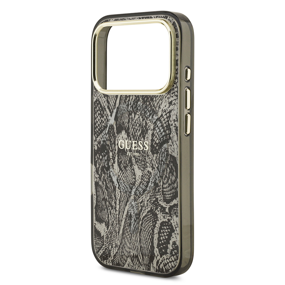 Apple iPhone 17 Pro Uyumlu Kılıf Guess Orjinal Lisanslı M-safe Şarj Özellikli Yazı Logolu Python Desenli Kapak - 5