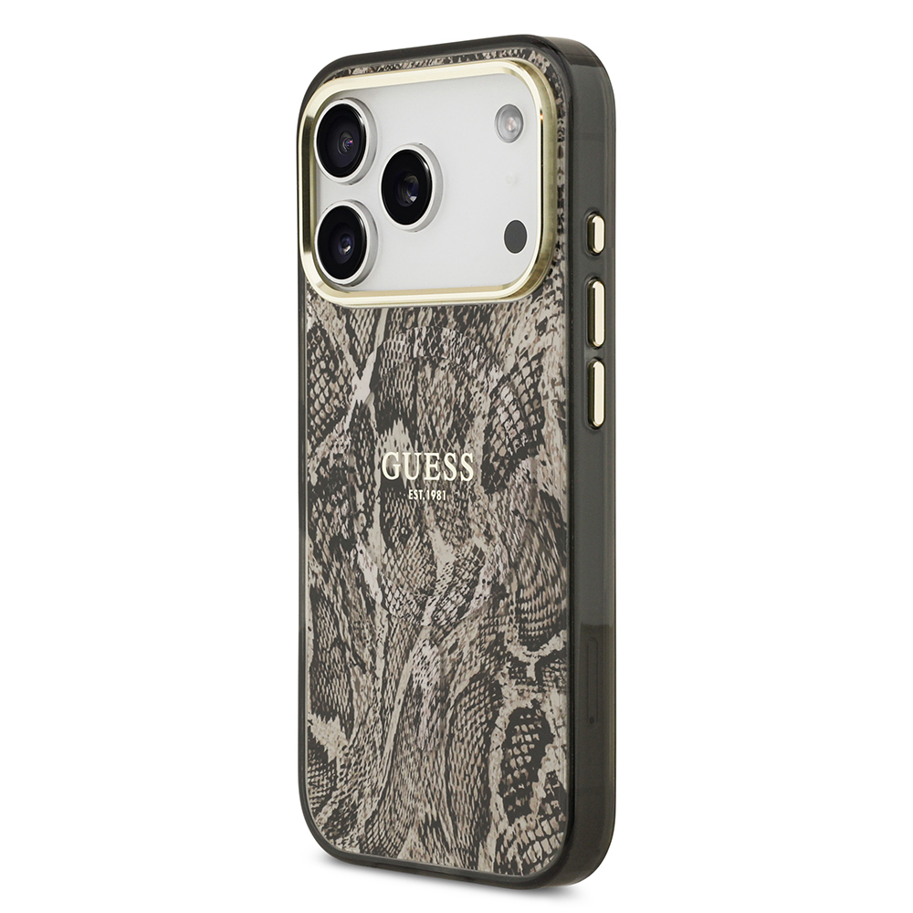 Apple iPhone 17 Pro Uyumlu Kılıf Guess Orjinal Lisanslı M-safe Şarj Özellikli Yazı Logolu Python Desenli Kapak - 7