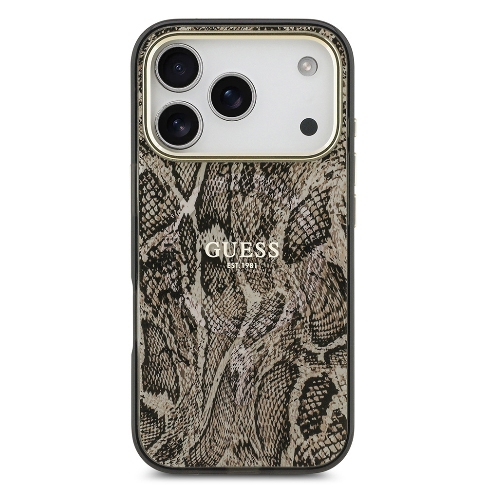 Apple iPhone 17 Pro Uyumlu Kılıf Guess Orjinal Lisanslı M-safe Şarj Özellikli Yazı Logolu Python Desenli Kapak - 8