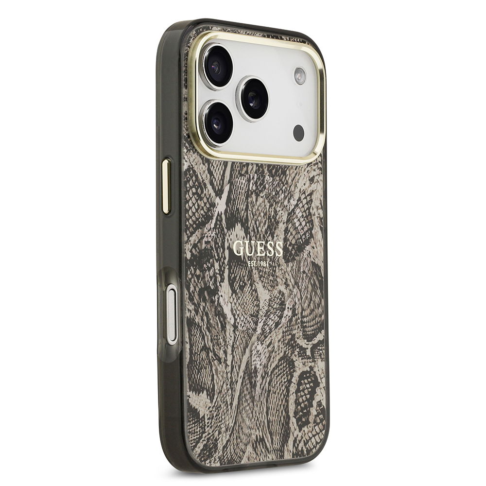 Apple iPhone 17 Pro Uyumlu Kılıf Guess Orjinal Lisanslı M-safe Şarj Özellikli Yazı Logolu Python Desenli Kapak - 9