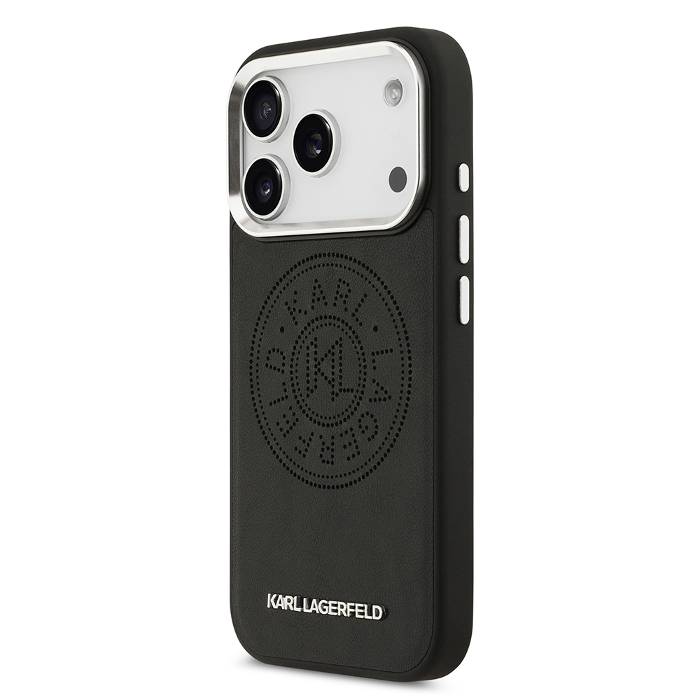 Apple iPhone 17 Pro Max Uyumlu Kılıf Karl Lagerfeld Orjinal Lisanslı M-safe Şarj Özellikli Delikli Tasarım Metal Logolu PU Deri Kapak - 1