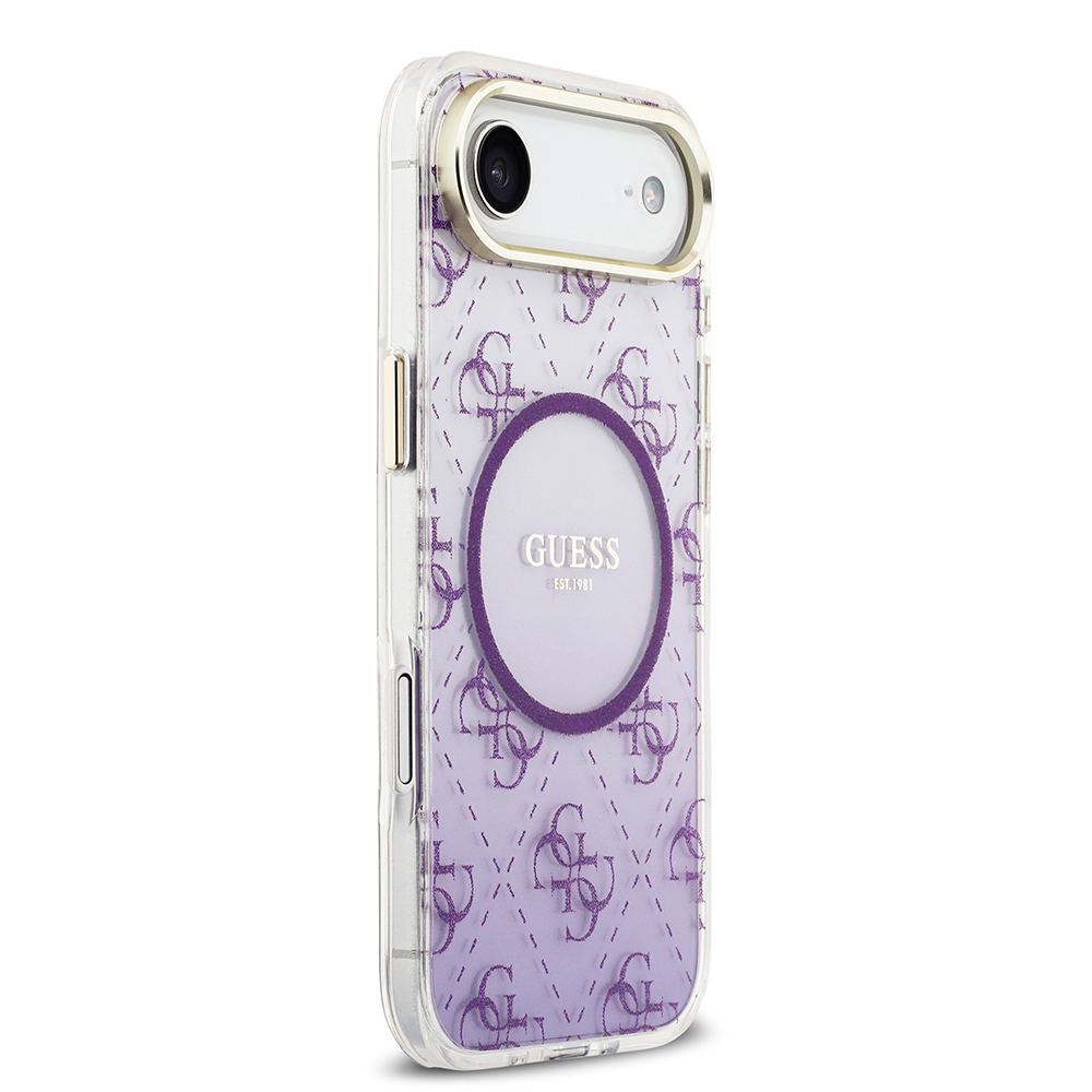 Apple iPhone 17 Air Uyumlu Kılıf Guess Orjinal Lisanslı M-safe Şarj Özellikli 4G Desenli Simli Silikon Kapak - 3