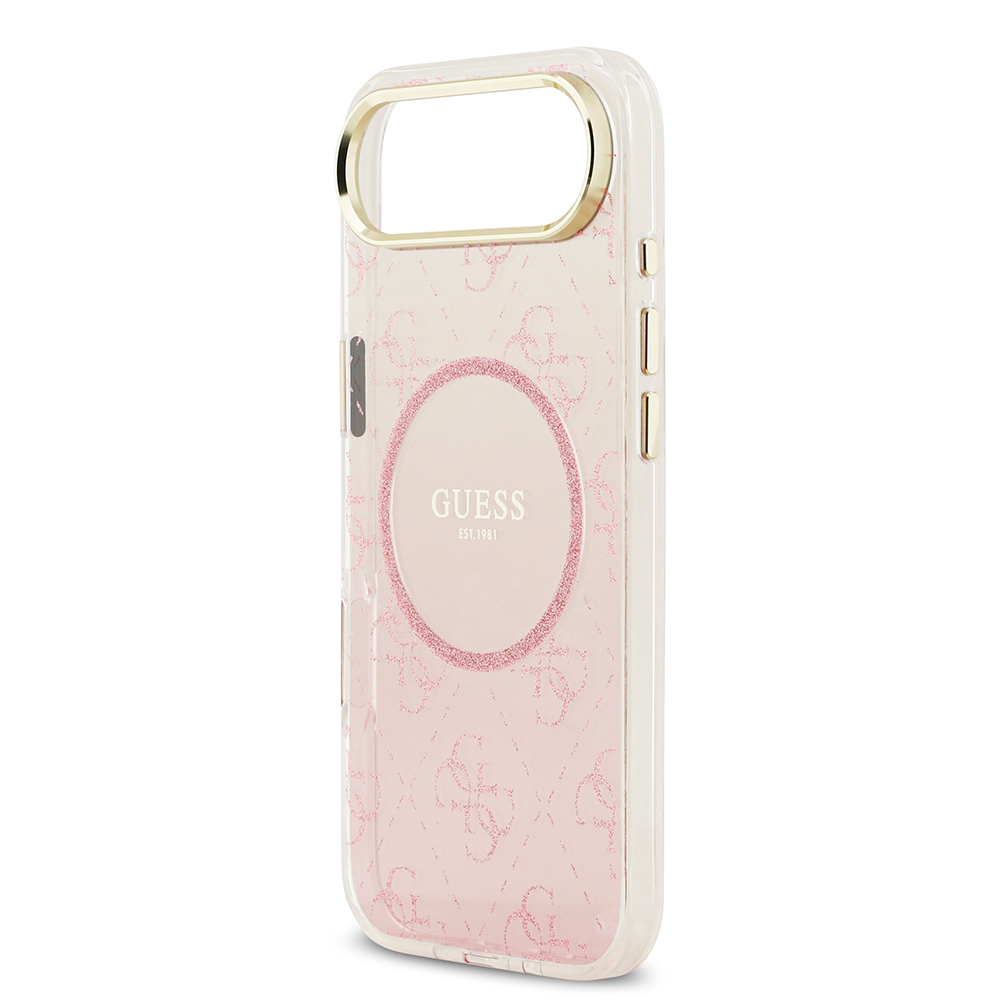 Apple iPhone 17 Air Uyumlu Kılıf Guess Orjinal Lisanslı M-safe Şarj Özellikli 4G Desenli Simli Silikon Kapak - 17
