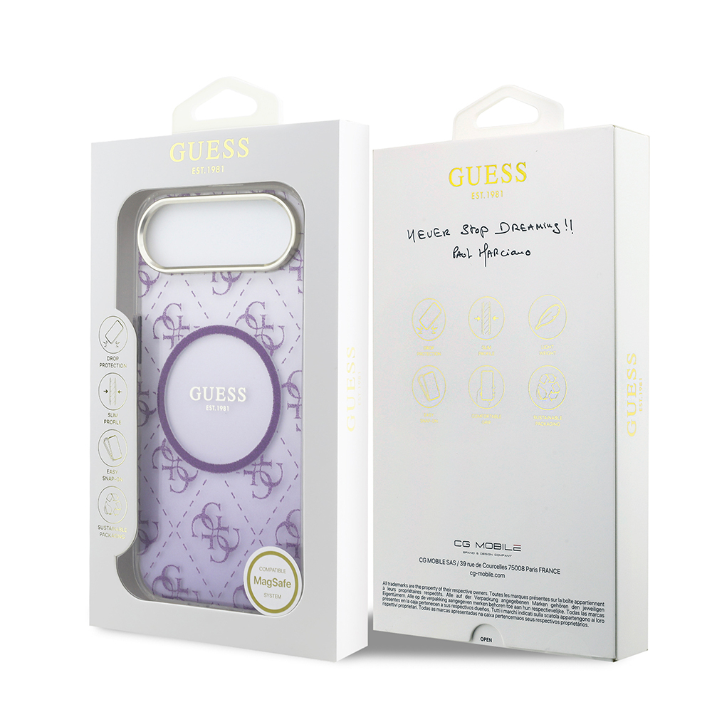 Apple iPhone 17 Air Uyumlu Kılıf Guess Orjinal Lisanslı M-safe Şarj Özellikli 4G Desenli Simli Silikon Kapak - 19