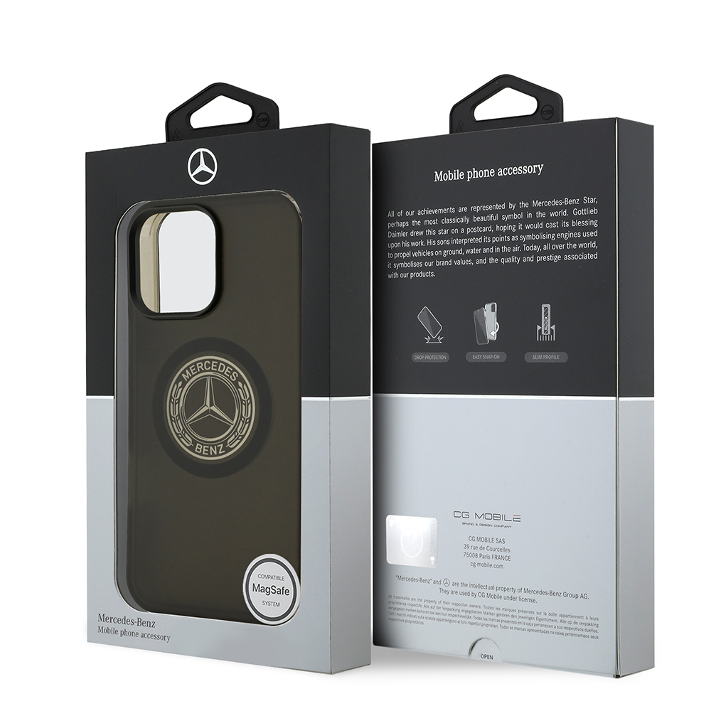 Apple iPhone 16 Pro Max Uyumlu Kılıf Mercedes Benz Orjinal Lisanslı M-safe Şarj Özellikli Buzlu PC Nostaljik Yıldız Dizayn Kapak - 7
