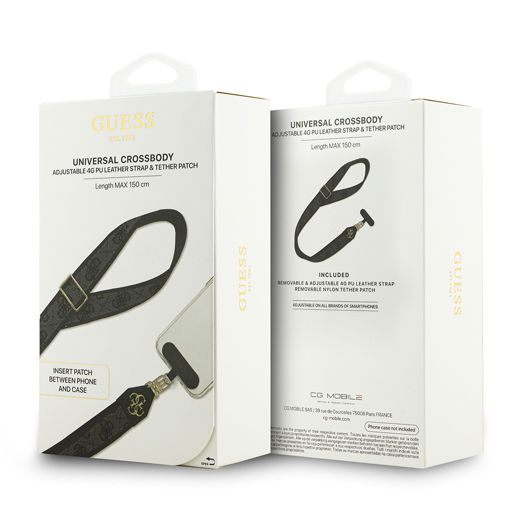 Guess Orjinal Lisanslı 4G Desen ve Metal Logolu Çapraz Vücut Telefon Askı Kayışı 150cm - 4