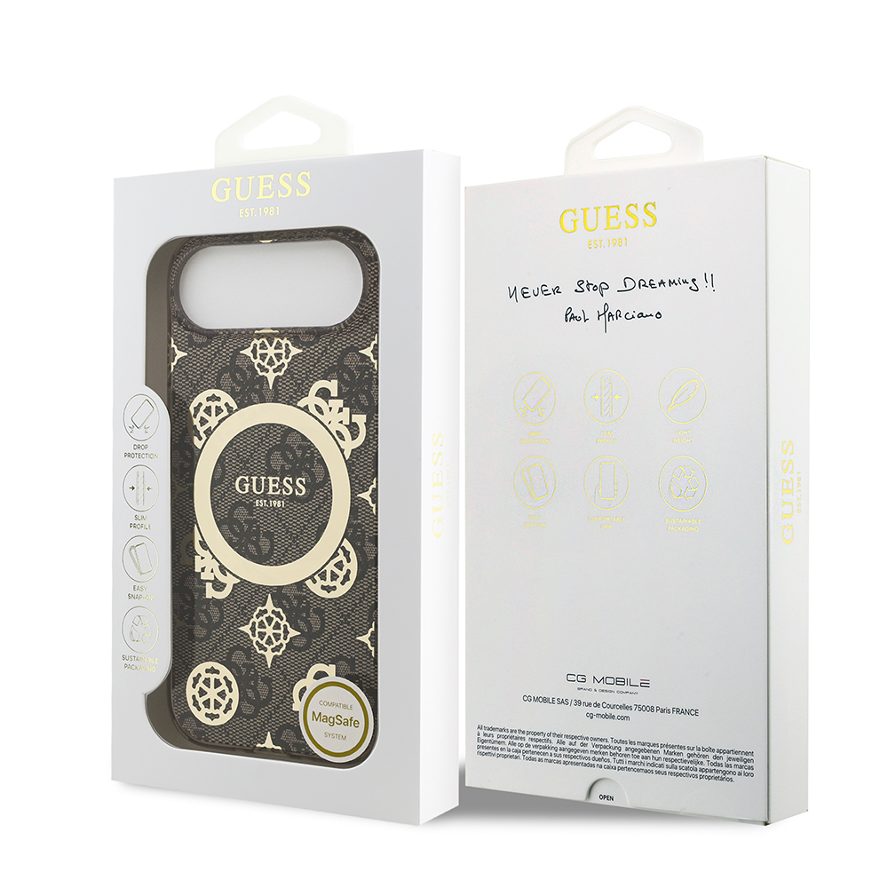 Apple iPhone 17 Air Uyumlu Kılıf Guess Orjinal Lisanslı M-safe Şarj Özellikli IML Peony ve 4G Desenli Klasik Logolu Kapak - 20