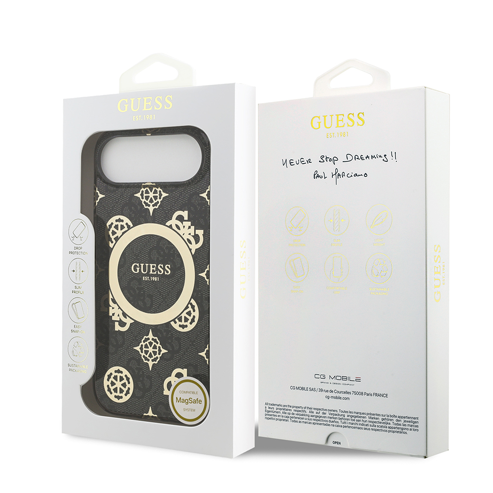 Apple iPhone 17 Air Uyumlu Kılıf Guess Orjinal Lisanslı M-safe Şarj Özellikli IML Peony ve 4G Desenli Klasik Logolu Kapak - 21