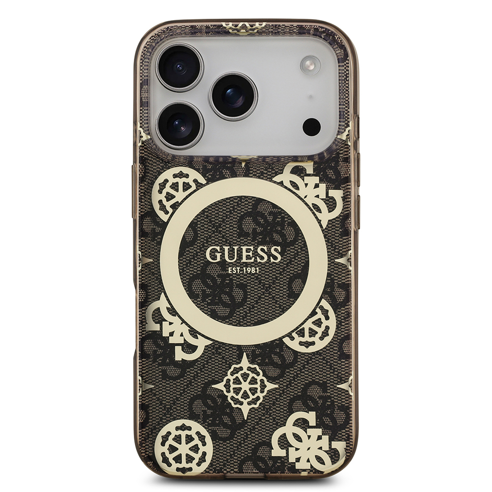 Apple iPhone 17 Pro Uyumlu Kılıf Guess Orjinal Lisanslı M-safe Şarj Özellikli IML Peony ve 4G Desenli Klasik Logolu Kapak - 8