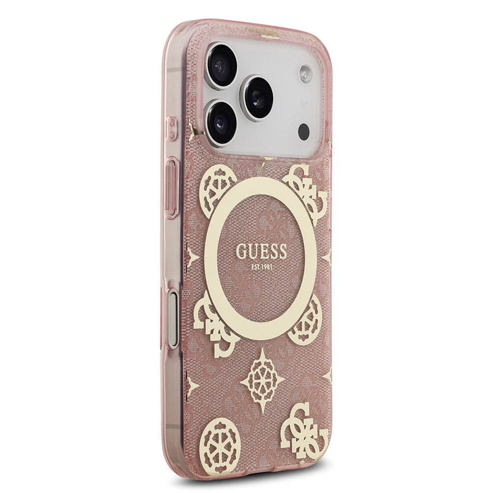 Apple iPhone 17 Pro Uyumlu Kılıf Guess Orjinal Lisanslı M-safe Şarj Özellikli IML Peony ve 4G Desenli Klasik Logolu Kapak - 15