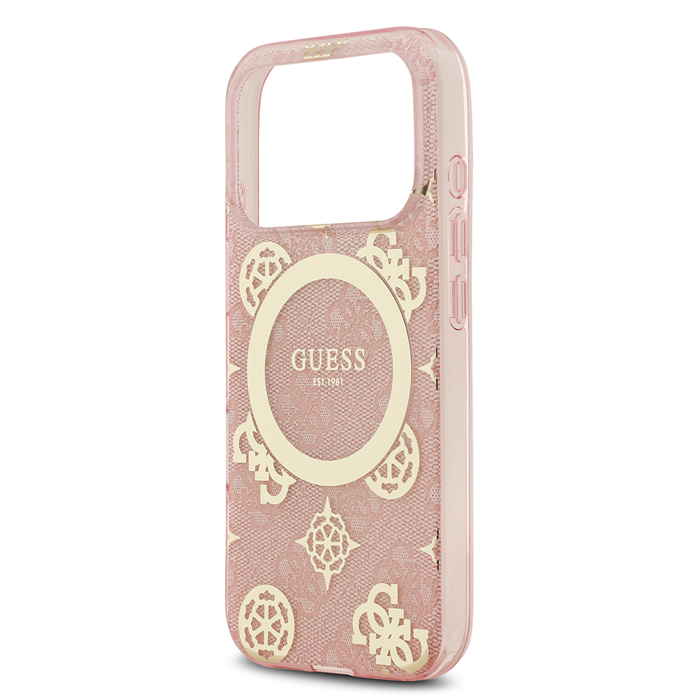 Apple iPhone 17 Pro Uyumlu Kılıf Guess Orjinal Lisanslı M-safe Şarj Özellikli IML Peony ve 4G Desenli Klasik Logolu Kapak - 17
