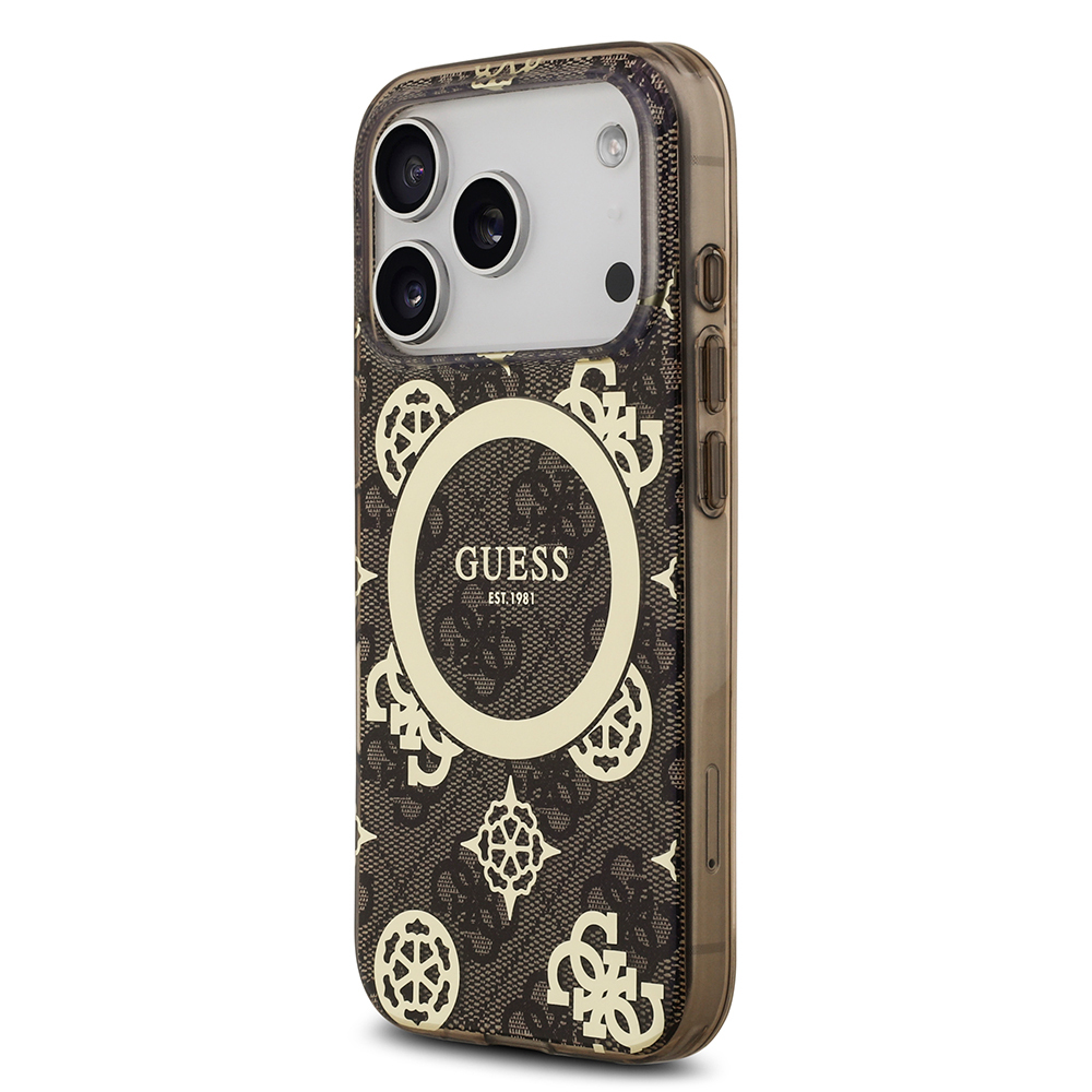 Apple iPhone 17 Pro Max Uyumlu Kılıf Guess Orjinal Lisanslı M-safe Şarj Özellikli IML Peony ve 4G Desenli Klasik Logolu Kapak - 1