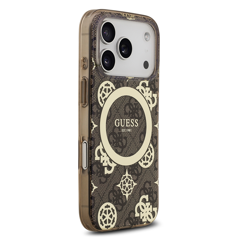 Apple iPhone 17 Pro Max Uyumlu Kılıf Guess Orjinal Lisanslı M-safe Şarj Özellikli IML Peony ve 4G Desenli Klasik Logolu Kapak - 3