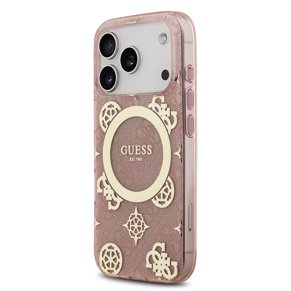 Apple iPhone 17 Pro Max Uyumlu Kılıf Guess Orjinal Lisanslı M-safe Şarj Özellikli IML Peony ve 4G Desenli Klasik Logolu Kapak - 13