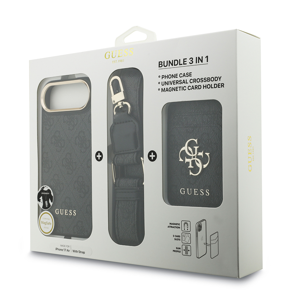 Apple iPhone 17 Air Uyumlu Kılıf Guess Orjinal Lisanslı M-safe Şarj Özellikli Askılı ve 4G Logo Kartlıklı Kapak - 22