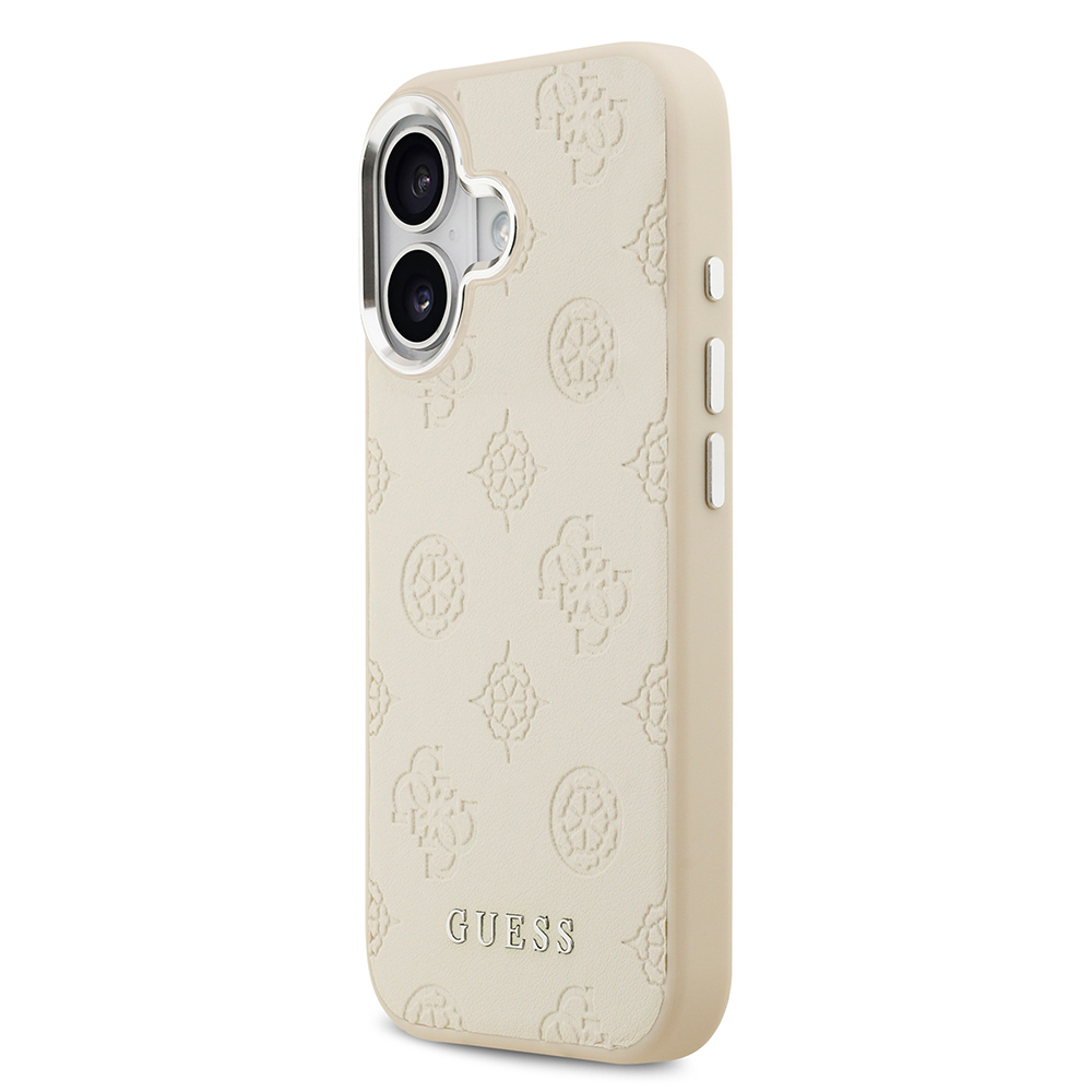 Apple iPhone 17 Uyumlu Kılıf Guess Orjinal Lisanslı M-safe Şarj Özellikli Sıcak Baskılı Klasik Yazı Logolu PU Deri Peony Kapak - 1
