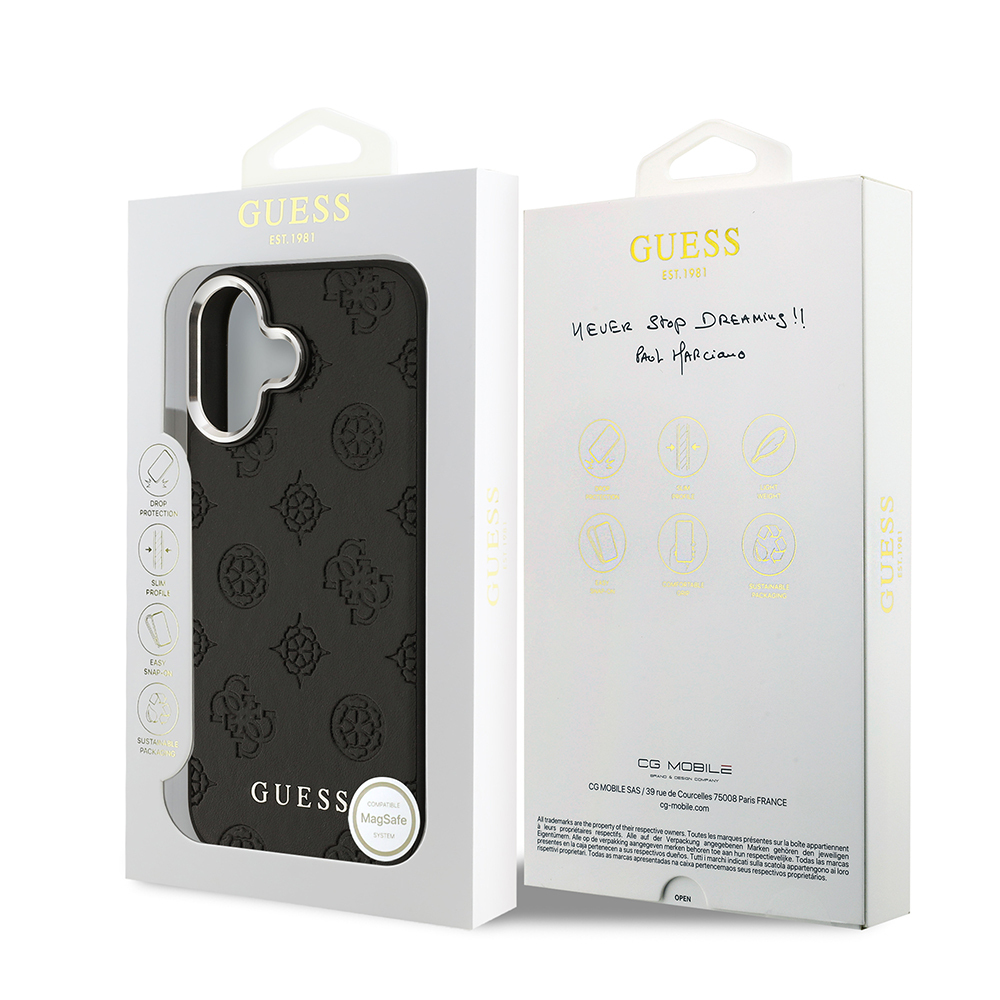 Apple iPhone 17 Uyumlu Kılıf Guess Orjinal Lisanslı M-safe Şarj Özellikli Sıcak Baskılı Klasik Yazı Logolu PU Deri Peony Kapak - 14