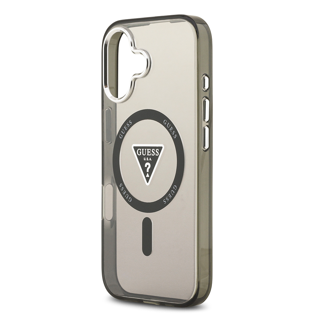 Apple iPhone 17 Uyumlu Kılıf Guess Orjinal Lisanslı M-safe Şarj Özellikli IML Baskılı Üçgen Logolu Metal Kamera Çerçeveli Kapak - 5