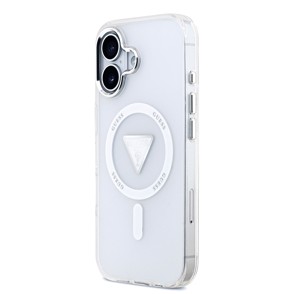 Apple iPhone 17 Uyumlu Kılıf Guess Orjinal Lisanslı M-safe Şarj Özellikli IML Baskılı Üçgen Logolu Metal Kamera Çerçeveli Kapak - 7