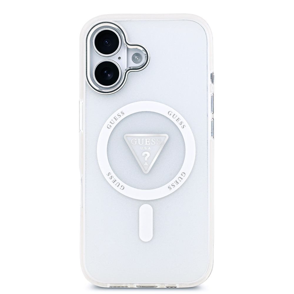 Apple iPhone 17 Uyumlu Kılıf Guess Orjinal Lisanslı M-safe Şarj Özellikli IML Baskılı Üçgen Logolu Metal Kamera Çerçeveli Kapak - 8
