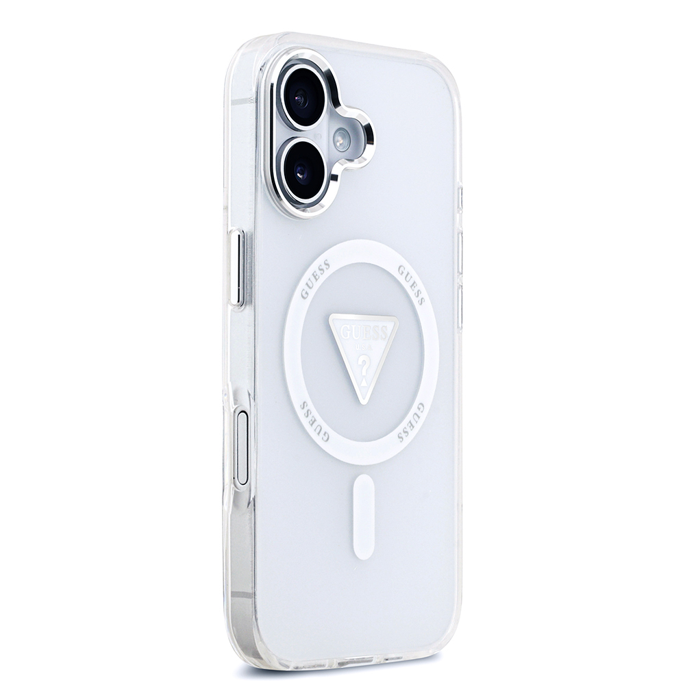 Apple iPhone 17 Uyumlu Kılıf Guess Orjinal Lisanslı M-safe Şarj Özellikli IML Baskılı Üçgen Logolu Metal Kamera Çerçeveli Kapak - 9