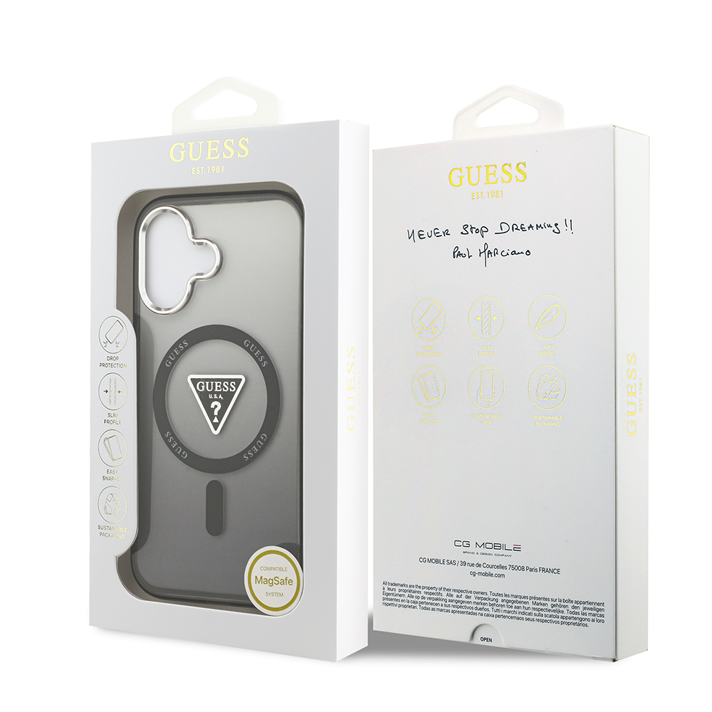 Apple iPhone 17 Uyumlu Kılıf Guess Orjinal Lisanslı M-safe Şarj Özellikli IML Baskılı Üçgen Logolu Metal Kamera Çerçeveli Kapak - 13