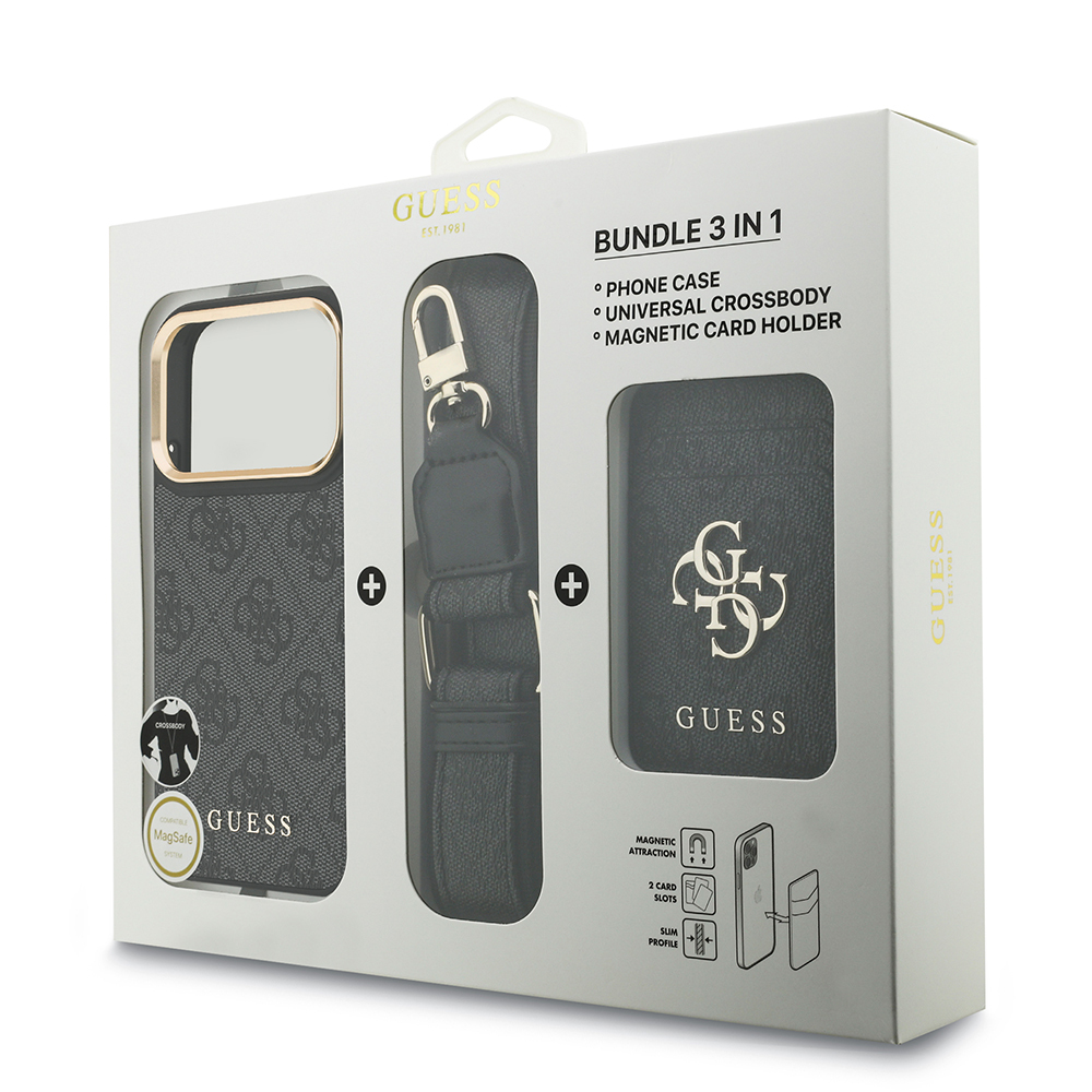 Apple iPhone 17 Pro Uyumlu Kılıf Guess Orjinal Lisanslı M-safe Şarj Özellikli Askılı ve 4G Logo Kartlıklı Kapak - 21