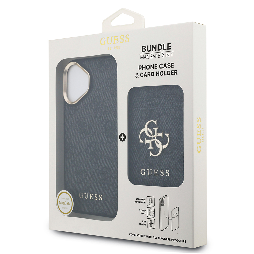 Apple iPhone 17 Uyumlu Kılıf Guess Orjinal Lisanslı M-safe Şarj Özellikli 4G Metal Büyük Logolu Kartlıklı Kapak - 19