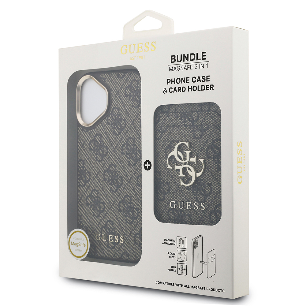 Apple iPhone 17 Uyumlu Kılıf Guess Orjinal Lisanslı M-safe Şarj Özellikli 4G Metal Büyük Logolu Kartlıklı Kapak - 20