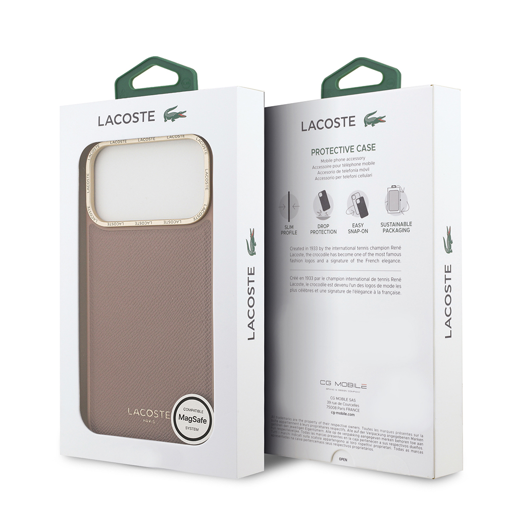 Apple iPhone 17 Pro Max Uyumlu Kılıf Lacoste Orjinal Lisanslı M-safe Şarj Özellikli Champs Elysees PU Deri Tasarımlı Kapak - 19